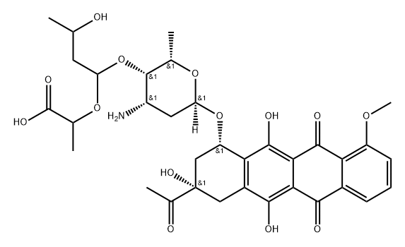 (8S)-8-Acetyl-10α-[[3-amino-4-O-[1-(1-carboxyethoxy)-3-hydroxybutyl]-2,3,6-trideoxy-α-L-lyxo-hexopyranosyl]oxy]-7,8,9,10-tetrahydro-6,8,11-trihydroxy-1-methoxy-5,12-naphthacenedione Structure