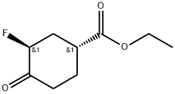 Cyclohexanecarboxylic acid, 3-fluoro-4-oxo-, ethyl ester, (1R,3S)- Structure