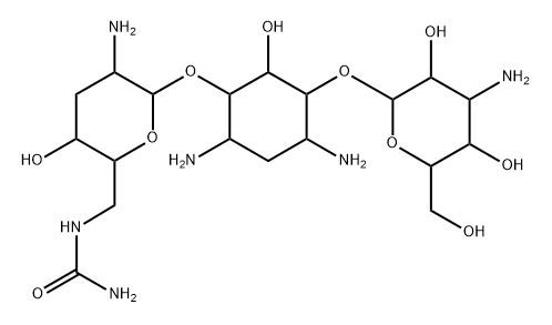4-O-[2-Amino-6-[(aminocarbonyl)amino]-2,3,6-trideoxy-α-D-ribo-hexopyranosyl]-6-O-(3-amino-3-deoxy-α-D-glucopyranosyl)-2-deoxy-D-streptamine Structure