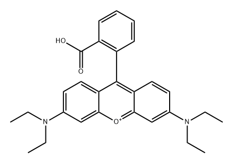 3,6-Bis(diethylamino)-9-(2-carboxyphenyl)-9,10-didehydro-9H-xanthene-10-ium 구조식 이미지