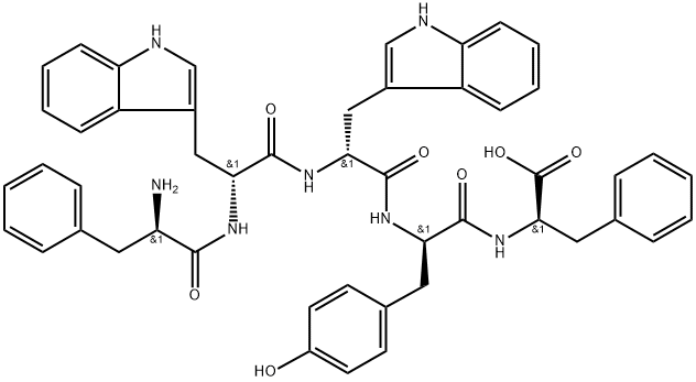 (2R,5R,8R,11R,14R)-8,11-Bis((1H-indol-3-yl)methyl)-14-amino-2-benzyl-5-(4-hydroxybenzyl)-4,7,10,13-tetraoxo-15-phenyl-3,6,9,12-tetraazapentadecan-1-oic acid 구조식 이미지