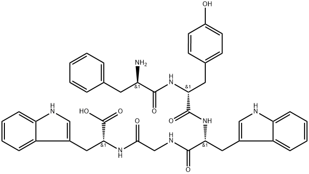 (2R,8R,11R,14R)-2,8-Bis((1H-indol-3-yl)methyl)-14-amino-11-(4-hydroxybenzyl)-4,7,10,13-tetraoxo-15-phenyl-3,6,9,12-tetraazapentadecan-1-oic acid Structure