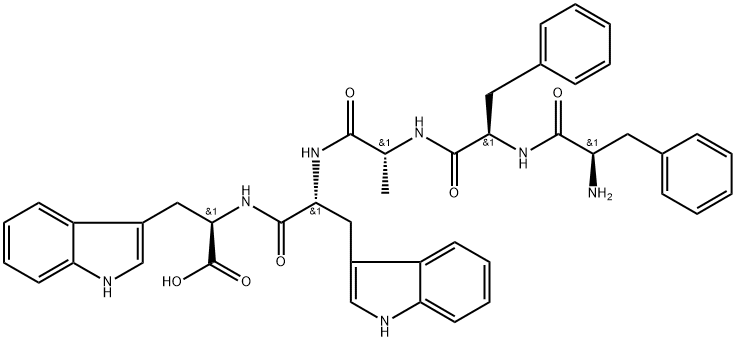 (2R,5R,8R,11R,14R)-2,5-Bis((1H-indol-3-yl)methyl)-14-amino-11-benzyl-8-methyl-4,7,10,13-tetraoxo-15-phenyl-3,6,9,12-tetraazapentadecan-1-oic acid Structure