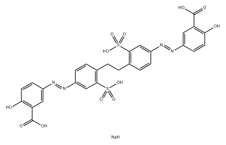 Benzoic acid, 3,3'-[1,2-ethanediylbis[(3-sulfo-4,1-phenylene)azo]]bis[6-hydroxy-, tetrasodium salt 구조식 이미지