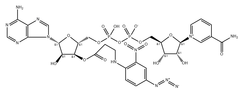 β-Alanine, N-(4-azido-3-nitrophenyl)-, 3'-ester with adenosine 5'-(trihydrogen diphosphate) P'→5'-ester with 3-(aminocarbonyl)-1-β-D-ribofuranosylpyridinium inner salt (9CI) Structure