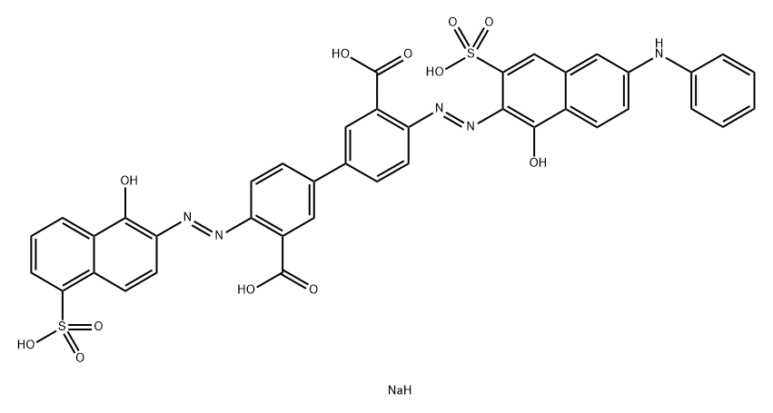 [1,1'-Biphenyl]-3,3'-dicarboxylicacid,4-[2-[1-hydroxy-6-(phenylamino)-3-sulfo-2-naphthalenyl]diazenyl]-4'-[2-(1-hydroxy-5-sulfo-2-naphthalenyl)diazenyl]-,sodium salt (1:4) 구조식 이미지