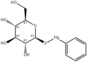Mercury, phenyl(1-thio-.beta.-D-glucopyranosato-S)- Structure