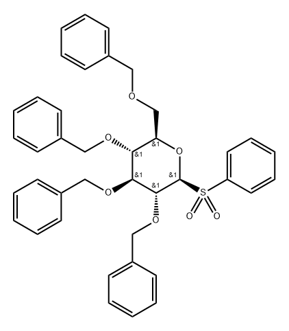 .beta.-D-Glucopyranose, 1-deoxy-2,3,4,6-tetrakis-O-(phenylmethyl)-1-(phenylsulfonyl)- Structure