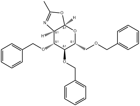 2-amino-3,4,6-tri-O-benzyl-2-deoxy-1-O,2-N-(ethan-1-yl-1-ylidene)-α-D-glucopyranose Structure