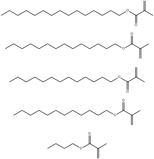 도데실 2-메틸-2-프로페노에이트, 펜타데실  2-메틸-2-프로페노에이트, 테트라데실  2-메틸-2-프로페노에이트와 트라이데실  2-메틸-2-프로페노에이트와 결합한 2-메틸-2-프로펜산 뷰틸  에스테르 중합체 구조식 이미지