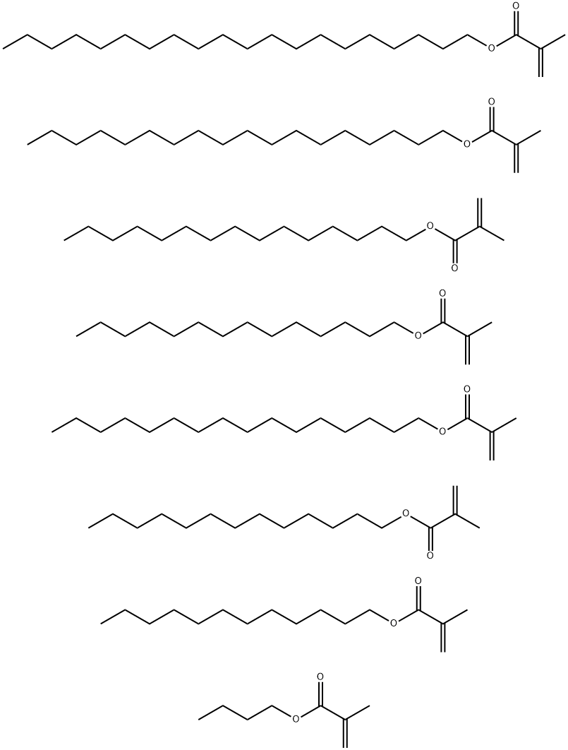 2-Propenoic acid, 2-methyl-, butyl ester, polymer with dodecyl 2-methyl-2-propenoate, eicosyl 2-methyl-2-propenoate, hexadecyl 2-methyl-2-propenoate, octadecyl 2-methyl-2-propenoate, pentadecyl 2-methyl-2-propenoate, tetradecyl 2-methyl-2-propenoate and t 구조식 이미지