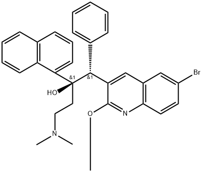 3-Quinolineethanol, 6-bromo-α-[2-(dimethylamino)ethyl]-2-methoxy-α-1-naphthalenyl-β-phenyl-, (αR,βR)-rel- 구조식 이미지