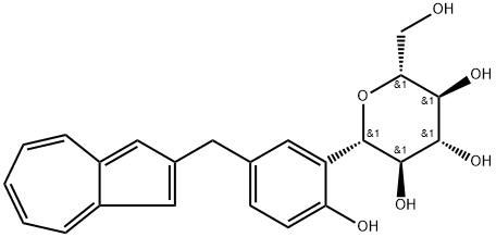 D-Glucitol, 1,5-anhydro-1-C-[5-(2-azulenylmethyl)-2-hydroxyphenyl]-, (1S)- Structure