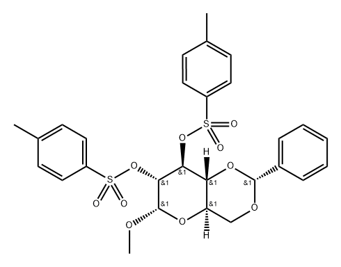 Methyl [(R)-4,6-O-benzylidene-]-2,3-di-O-toluensulfonyl-a-D-glucopyranoside Structure