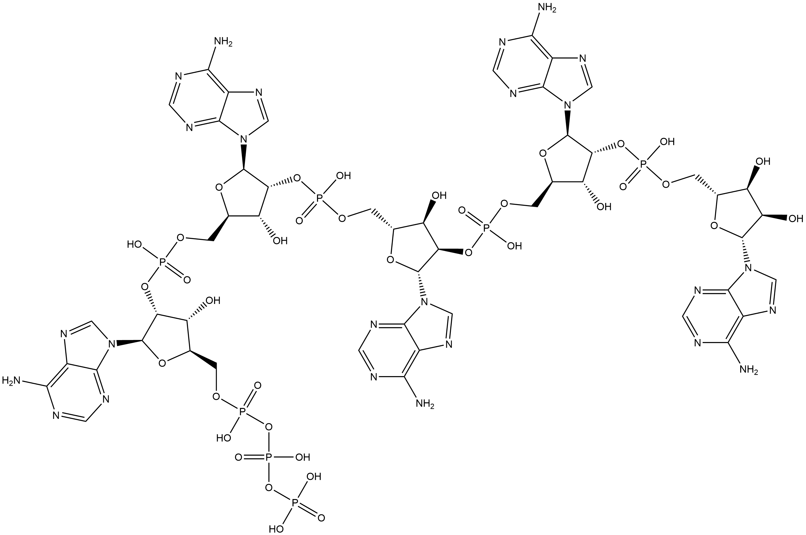 Adenosine, 5'-O-[hydroxy[[hydroxy(phosphonooxy)phosphinyl]oxy]phosphinyl]adenylyl-(2'→5')-adenylyl-(2'→5')-adenylyl-(2'→5')-adenylyl-(2'→5')- (9CI) Structure