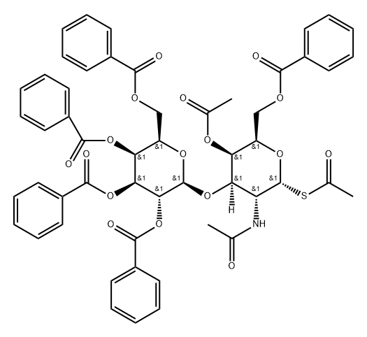 2-(Acetylamino)-2-deoxy-3-O-(2,3,4,6-tetra-O-benzoyl-beta-D-galactopyranosyl)-1-thio-alpha-D-galactopyranose 1,4-diacetate 6-benzoate Structure