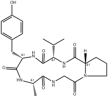 Cyclo(L-alanylglycyl-L-prolyl-L-valyl-L-tyrosyl) 구조식 이미지