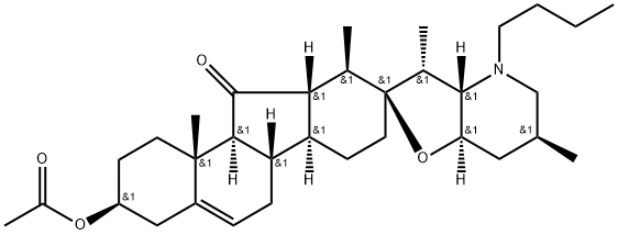 (13R)-3β-(Acetyloxy)-28-butyl-17,23β-epoxy-12β,13α-dihydroveratraman-11-one 구조식 이미지