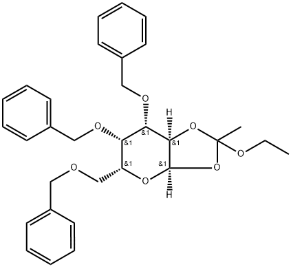 α-D-Galactopyranose, 1,2-O-(1-ethoxyethylidene)-3,4,6-tris-O-(phenylmethyl)- Structure