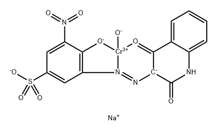 Chromate, hydroxy[4-hydroxy-3-nitro-5-[(1,2,3,4-tetrahydro-2,4-dioxo-3-quinolinyl)azo]benzenesulfonato]-, sodium 구조식 이미지