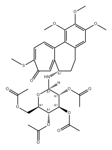 (S)-6,7-Dihydro-1,2,3-trimethoxy-10-(methylthio)-7-(2-O,3-O,4-O,6-O-tetraacetyl-β-D-glucopyranosylamino)benzo[a]heptalen-9(5H)-one 구조식 이미지