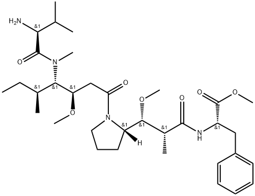L-Phenylalanine, L-valyl-(3R,4S,5S)-3-methoxy-5-methyl-4-(methylamino)heptanoyl-(αR,βR,2S)-β-methoxy-α-methyl-2-pyrrolidinepropanoyl-, methyl ester 구조식 이미지