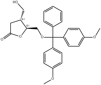 5'-O-(4,4'-dimethoxytrityl)-3'-hydroxymethyl-2'-deoxy-D-ribonolactone Structure