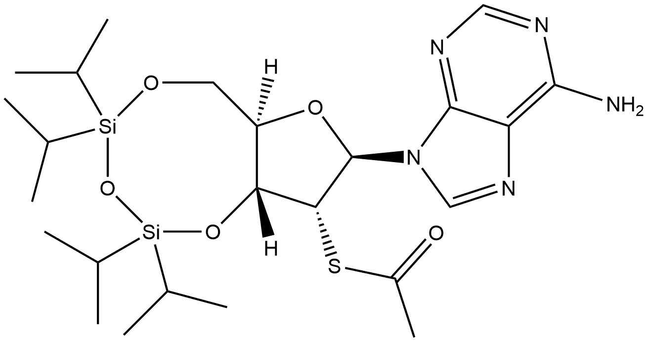 Adenosine, 3',5'-O-[1,1,3,3-tetrakis(1-methylethyl)-1,3-disiloxanediyl]-2'-thio-, 2'-acetate (9CI) 구조식 이미지
