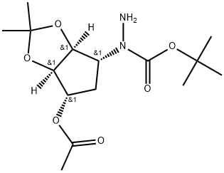 1,1-Dimethylethyl 1-(3aS,4R,6S,6aR)-6-(acetyloxy)tetrahydro-2,2-dimethyl-4H-cyclopenta-1,3-dioxol-4-ylhydrazinecarboxylate Structure