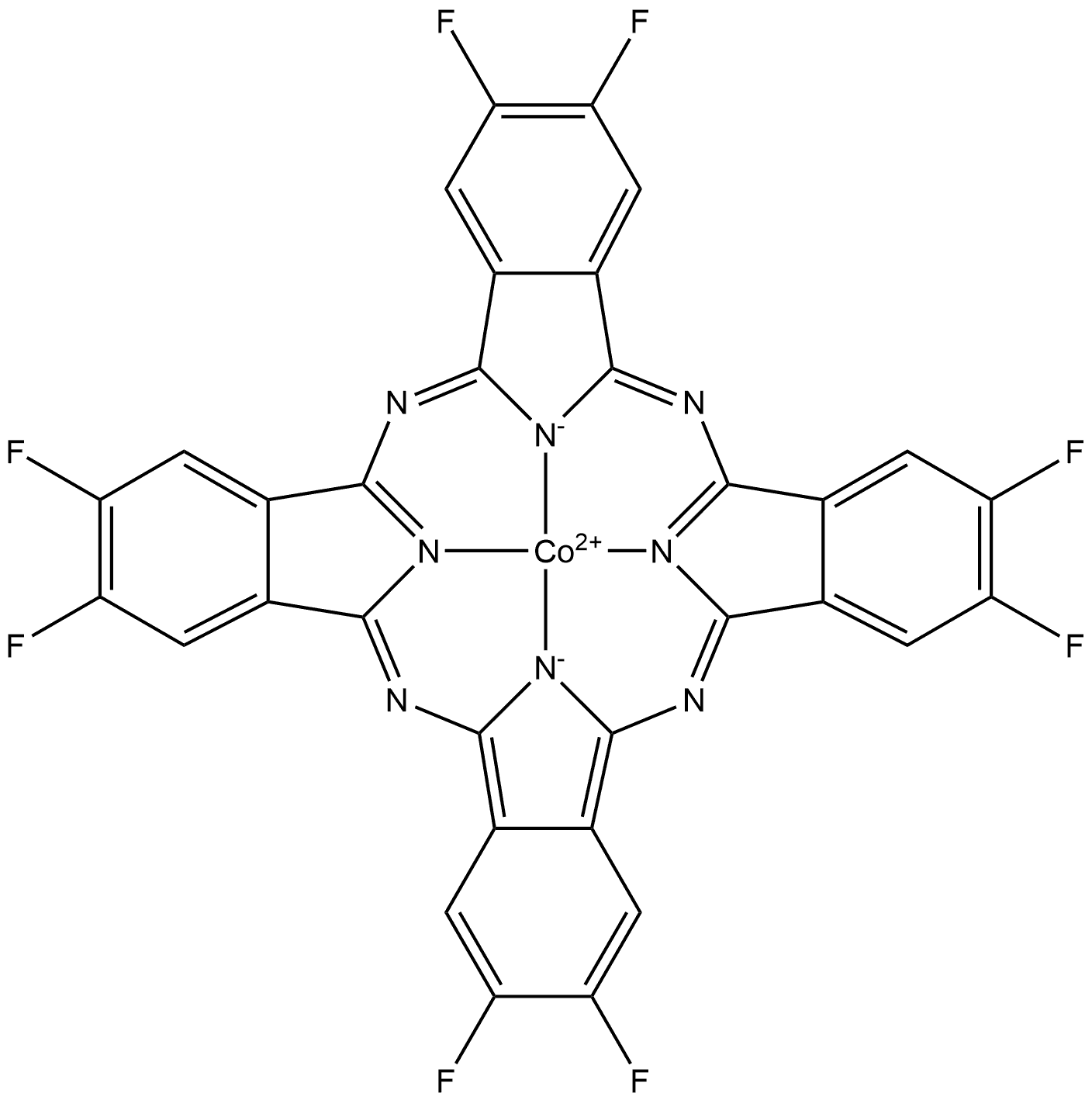 Cobalt(II) 2,3,9,10,16,17,23,24-octa(fluoro)phthalocyanine Structure