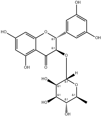 4H-1-Benzopyran-4-one, 3-[(6-deoxy-α-L-mannopyranosyl)oxy]-2-(3,5-dihydroxyphenyl)-2,3-dihydro-5,7-dihydroxy-, (2R,3R)- Structure