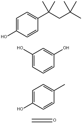 1,3-벤젠디올,4-메틸페놀및4-(1,1,3,3-테트라메틸부틸)페놀이포함된공식탈수소중합체 구조식 이미지