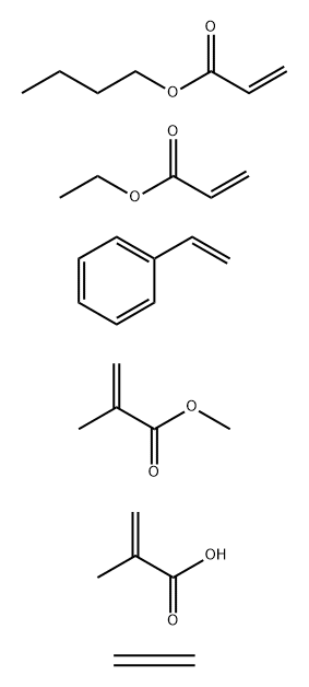 2-Propenoic acid, 2-methyl-, polymer with butyl 2-propenoate, ethene, ethenylbenzene, ethyl 2-propenoate and methyl 2-methyl-2-propenoate Structure