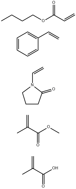 2-Propenoic acid, 2-methyl-, polymer with butyl 2-propenoate, ethenylb enzene, 1-ethenyl-2-pyrrolidinone and methyl 2-methyl-2-propenoate Structure