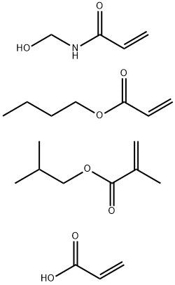 2-Propenoic acid, 2-methyl-, 2-methylpropyl ester, polymer with butyl  2-propenoate, N-(hydroxymethyl)-2-propenamide and 2-propenoic acid 구조식 이미지