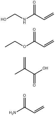 2-Propenoic acid, 2-methyl-, polymer with ethyl 2-propenoate, N-(hydro xymethyl)-2-propenamide and 2-propenamide 구조식 이미지