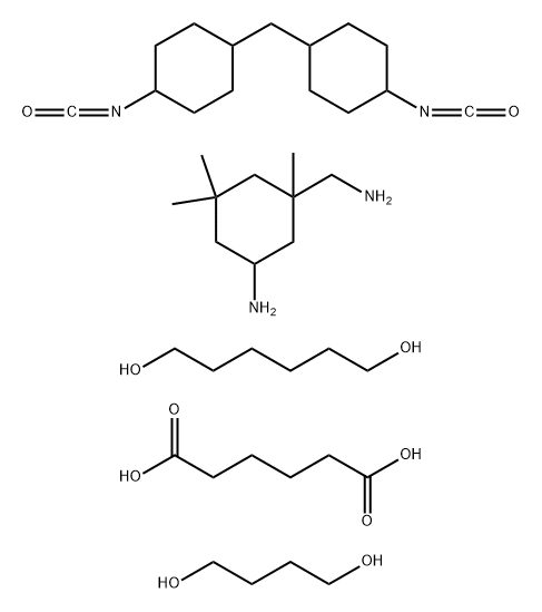 Hexanedioic acid, polymer with 5-amino-1,3,3-trimethylcyclohexanemethanamine, 1,4-butanediol, 1,6-hexanediol and 1,1'-methylenebis[4-isocyanatocyclohexane] 구조식 이미지
