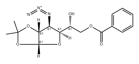 3-아지도-3-데옥시-1,2-O-이소프로필리덴-6-O-벤조일-α-D-글루코푸라노스 구조식 이미지