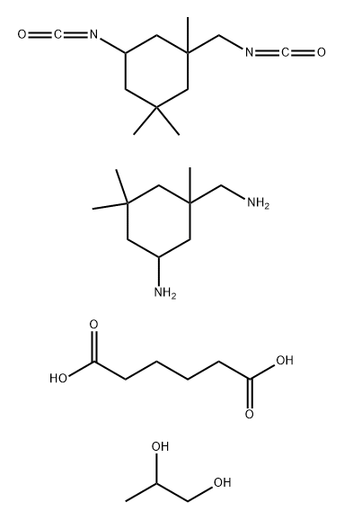 Hexanedioic acid, polymer with 5-amino-1,3,3-trimethylcyclohexanemethanamine, 5-isocyanato-1-(isocyanatomethyl)-1,3,3-trimethylcyclohexane and 1,2-propanediol 구조식 이미지