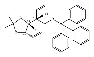 L-arabino-Hex-5-enitol, 5,6-dideoxy-2-C-ethenyl-3,4-O-(1-Methylethylidene)-1-O-(triphenylMethyl)- 구조식 이미지