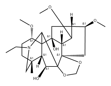 20-Ethyl-1α,14α,16β-trimethoxy-4-methyl-7,8-[methylenebis(oxy)]aconitane-6β,10-diol 구조식 이미지