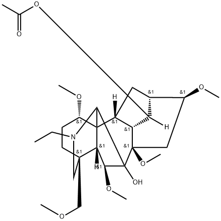 20-Ethyl-1α,6β,8,16β-tetramethoxy-4-(methoxymethyl)aconitane-7,14α-diol 14-acetate Structure