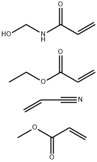 N-(하이드록시메틸)-2-프로펜아마이드, 메틸 2-프로펜산 및  2-프로펜나이트릴과 결합한 에틸 2-프로펜산 중합체 구조식 이미지