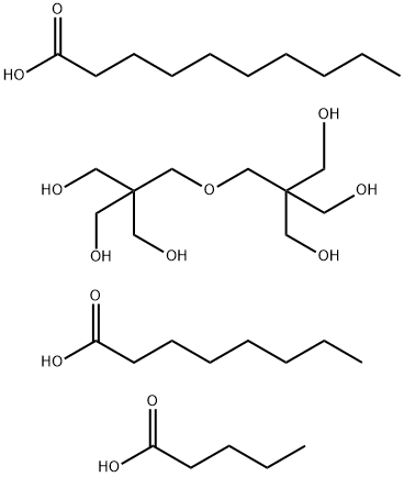 데칸 산, 디 펜타 에리트 리톨, 옥 탄산 및 발레르 산의 혼합 에스테르 구조식 이미지