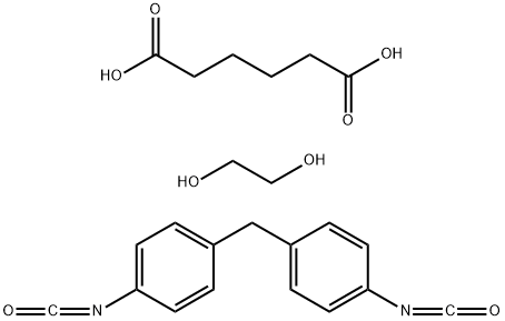 Hexanedioic acid, polymer with 1,2-ethanediol and 1,1'-methylenebis[4-isocyanatobenzene], isocyanate-terminated Structure