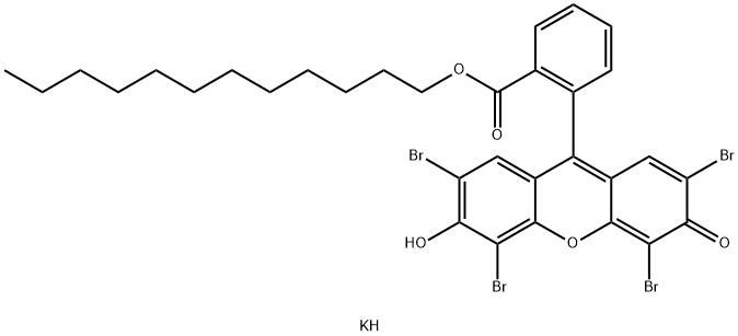 Benzoic acid, 2-(2,4,5,7-tetrabromo-6-hydroxy-3-oxo-3H-xanthen-9-yl)-, dodecyl ester, potassium salt (1:1) Structure