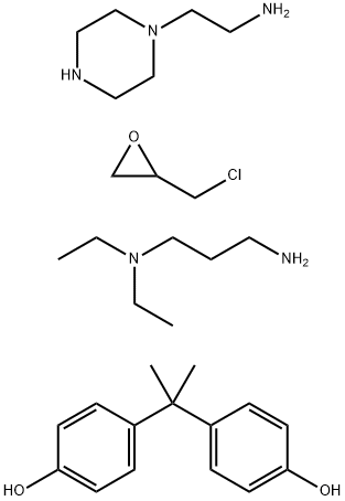Phenol, 4,4-(1-methylethylidene)bis-, polymer with (chloromethyl)oxirane, N,N-diethyl-1,3-propanediamine and 1-piperazineethanamine 구조식 이미지