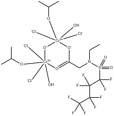 diaquatetrachloro[mu-[N-ethyl-N-[(nonafluorobutyl)sulphonyl]glycinato-O1:O1']]-mu-hydroxybis(propan-2-ol)dichromium Structure