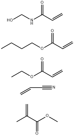 2-Propenoic acid, 2-methyl-, methyl ester, polymer with butyl 2-propenoate, ethyl 2-propenoate, N-(hydroxymethyl)-2-propenamide and 2-propenenitrile 구조식 이미지