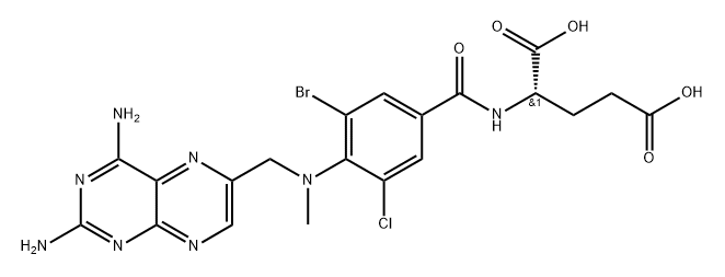 L-Glutamic acid, N-[3-bromo-5-chloro-4-[[(2,4-diamino-6-pteridinyl)methyl]methylamino]benzoyl]- Structure